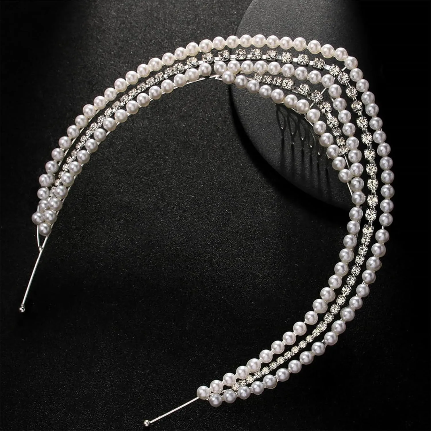 Bridal Vintage Pearl Headband, Princess Head Crowns Pearl Tiaras Bride Royal Queen Crown For Costume