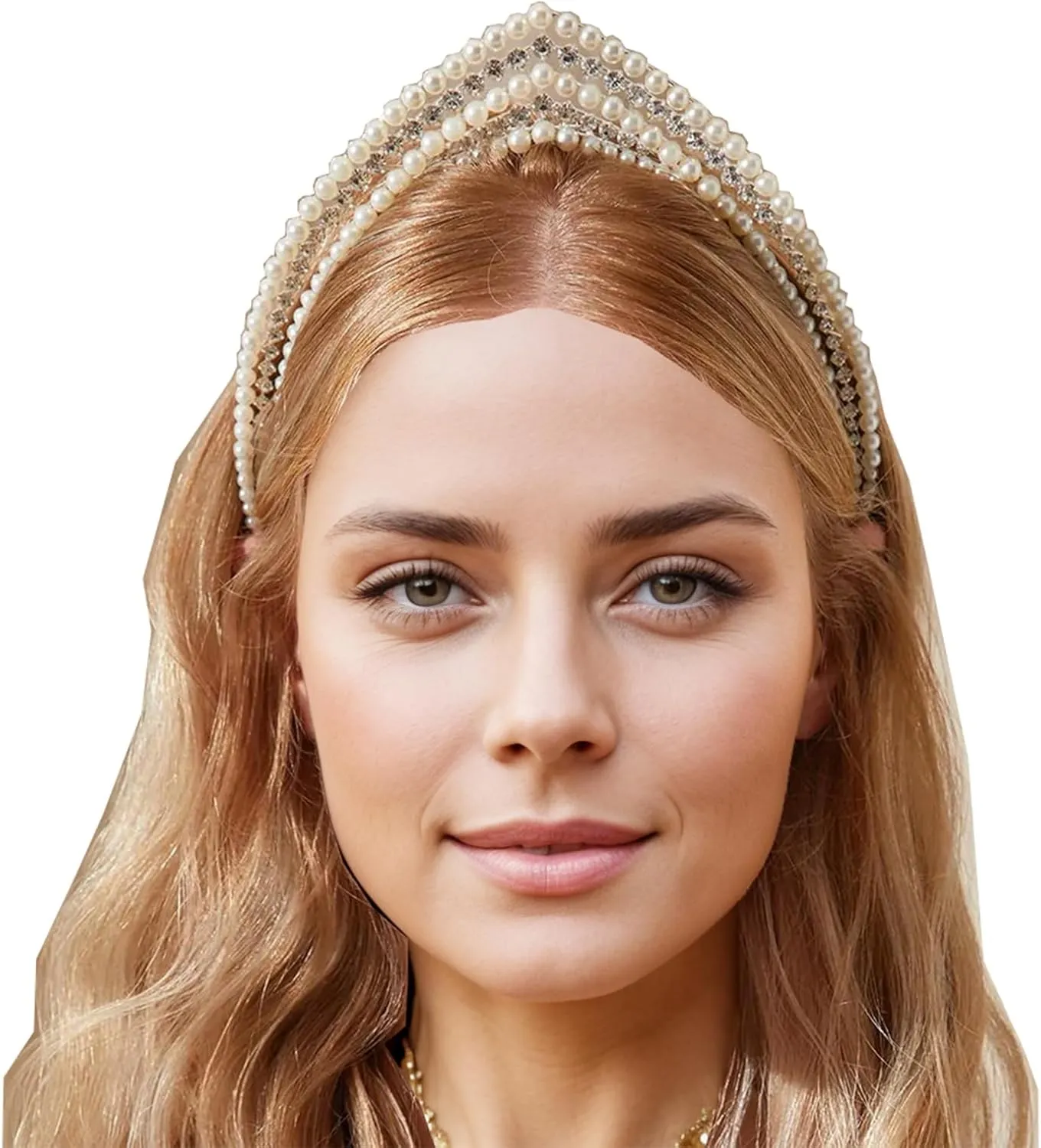 Bridal Vintage Pearl Headband, Princess Head Crowns Pearl Tiaras Bride Royal Queen Crown For Costume