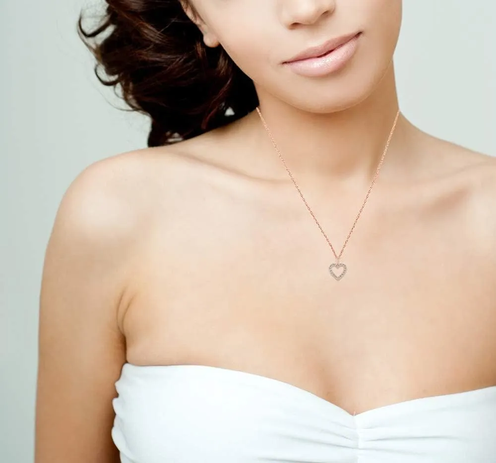 Brilliant Expressions 10K White, Rose, or Yellow Gold 1/4, 1/2 or 1 Cttw Diamond Heart Pendant Necklace (I-J,I2-I3), 18" Chain