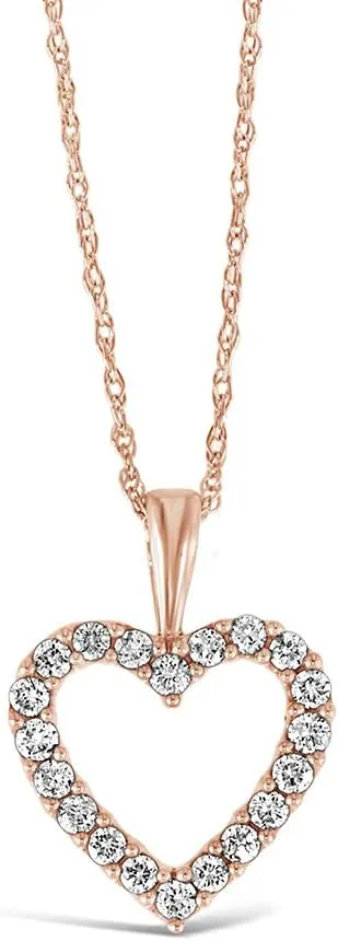 Brilliant Expressions 10K White, Rose, or Yellow Gold 1/4, 1/2 or 1 Cttw Diamond Heart Pendant Necklace (I-J,I2-I3), 18" Chain