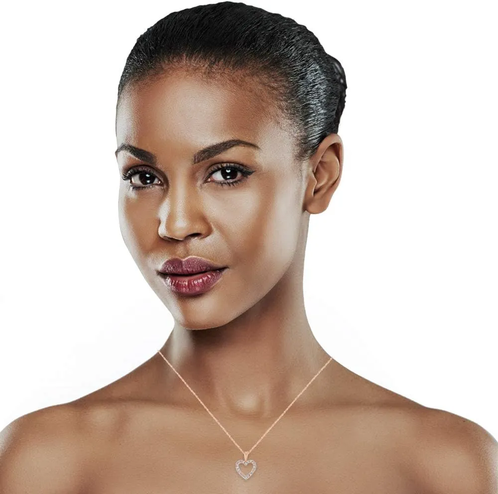Brilliant Expressions 10K White, Rose, or Yellow Gold 1/4, 1/2 or 1 Cttw Diamond Heart Pendant Necklace (I-J,I2-I3), 18" Chain
