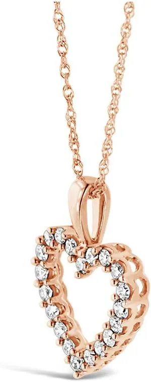 Brilliant Expressions 10K White, Rose, or Yellow Gold 1/4, 1/2 or 1 Cttw Diamond Heart Pendant Necklace (I-J,I2-I3), 18" Chain