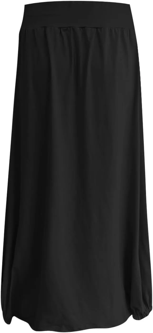 Bubble Skirts for Women 2025 Summer Trendy Elastic Waist Long Skirt Ankle Length Beach Boho Skirt with Pockets