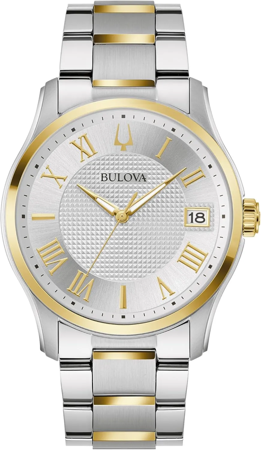 Bulova Men's Classic Wilton Two Tone Stainless Steel 3-Hand Watch, Silver White Dial, Style:98B391