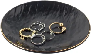 Ceramic Jewelry Tray Ring Dish, Ring Holder for Jewelry Key Tray for Home Decor, Birthday, Christmas Gifts for Women, Girls (Black)