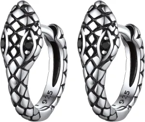 ChicSilver Small Chunky Hoop Earrings White Gold Plated Silver Thick Huggie Hoop Earrings for Women Hypoallergenic Lightweight (with Gift Box)