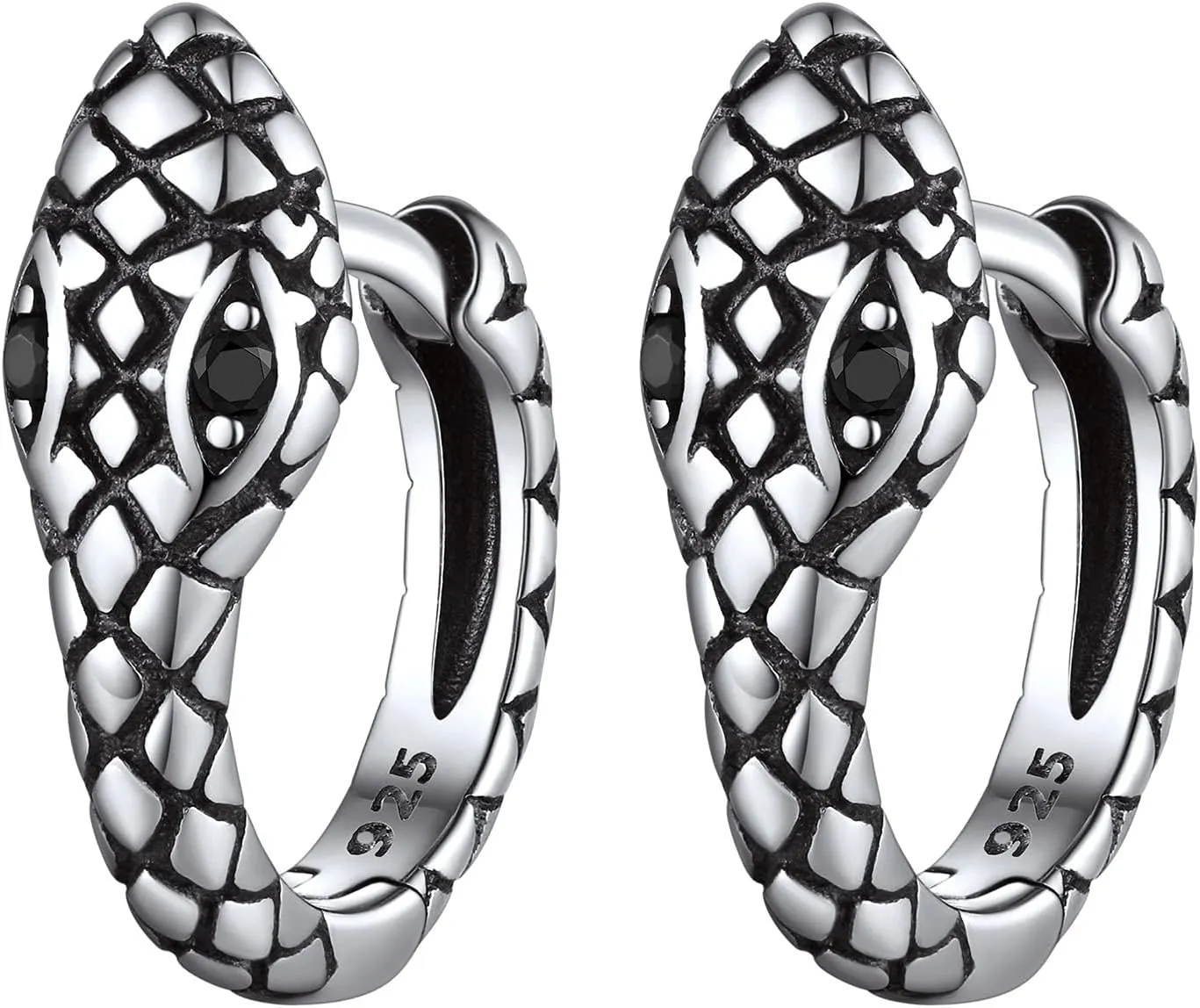 ChicSilver Small Chunky Hoop Earrings White Gold Plated Silver Thick Huggie Hoop Earrings for Women Hypoallergenic Lightweight (with Gift Box)