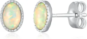 CiNily Opal Stud Earrings 14K White Gold Plated Triangle Cut Earrings Mountain Jewelry for Women Teen Girls