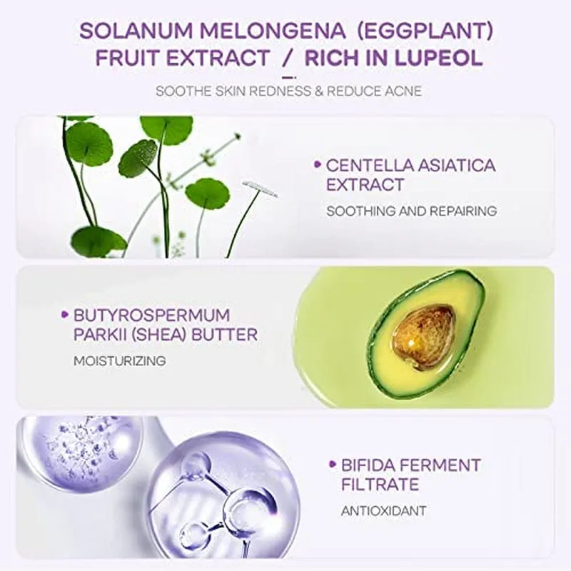 Combo Pack of 12 - Eggplant Clay Facial Mask, Purifying Full Face Facial Eggplant Mud Repairing Skin Care Mask - for All Skin Types Men Women