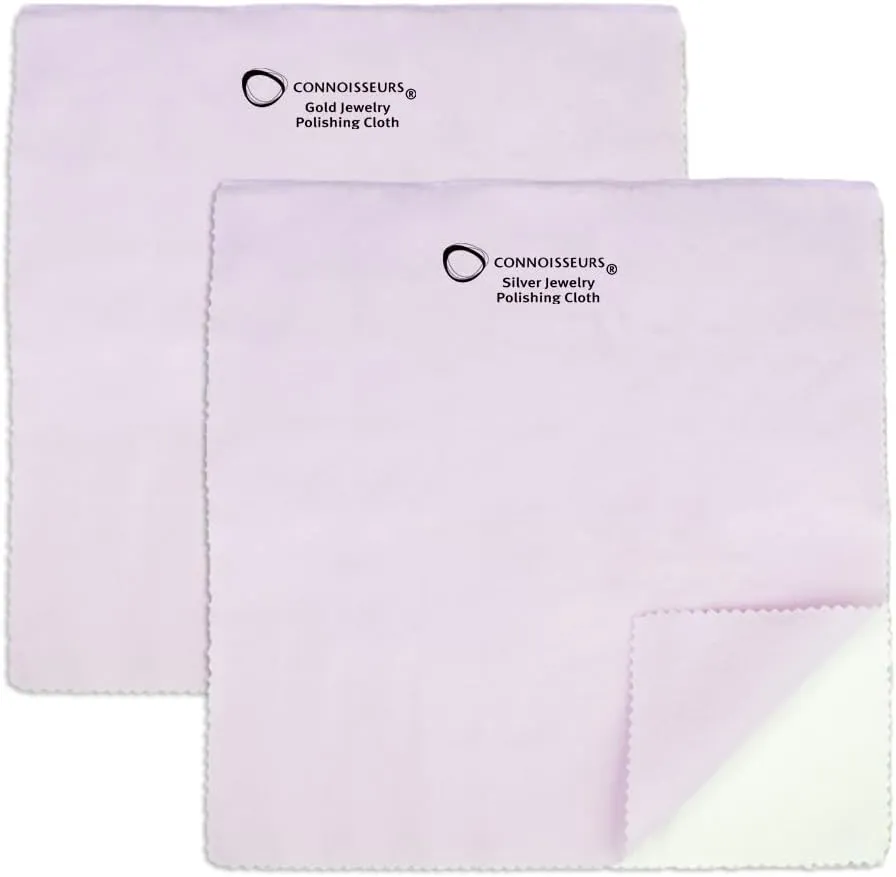 CONNOISSEURS Premium Edition Extra Large Ultrasoft Polishing Cloth with Anti-Tarnish, Value Size 14x14 inches, for Gold and Silver Jewelry, 2 Cloths