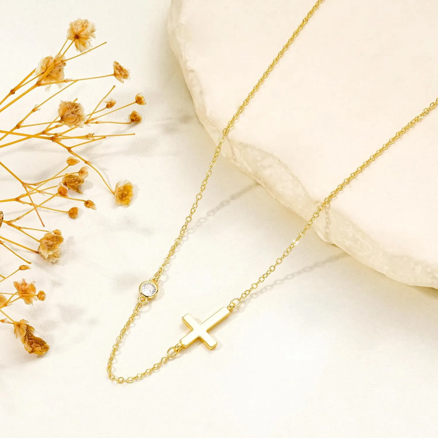Cross Necklace for Women-Dainty 14k Gold Plated/Sterling Silver Layered Cross Pendent Necklace Smiple Small Cross Necklace for Women Trendy Jewelry Gifts
