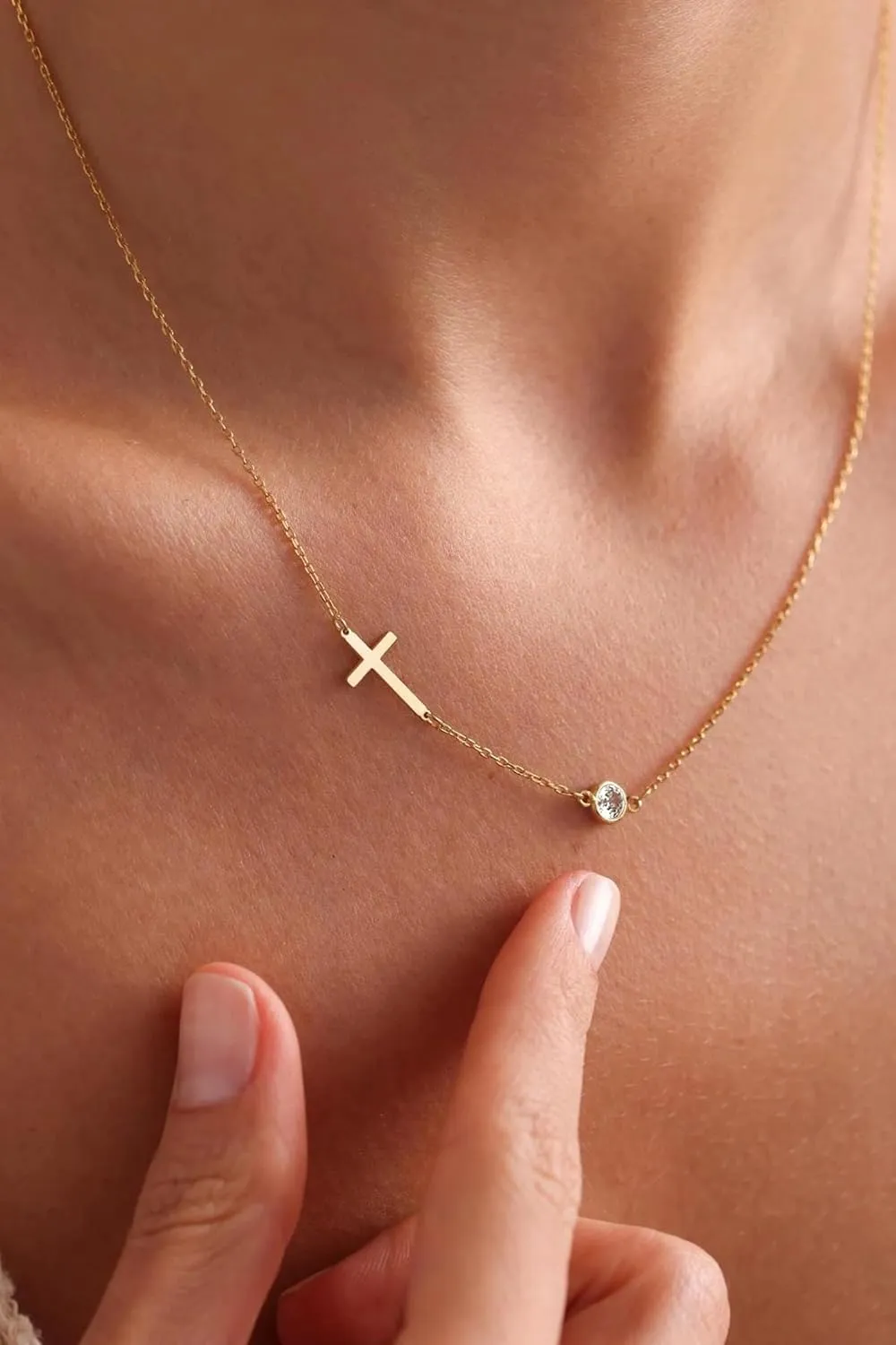 Cross Necklace for Women-Dainty 14k Gold Plated/Sterling Silver Layered Cross Pendent Necklace Smiple Small Cross Necklace for Women Trendy Jewelry Gifts