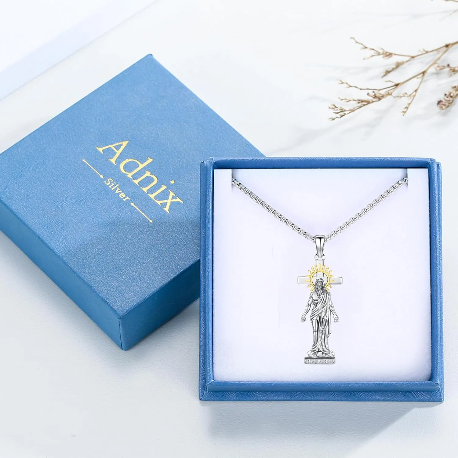 Crucifix Necklace for Men 925 Sterling Silver Jesus Cross Necklace Crucifix Cross Pendant Protection Jewelry for Men Women