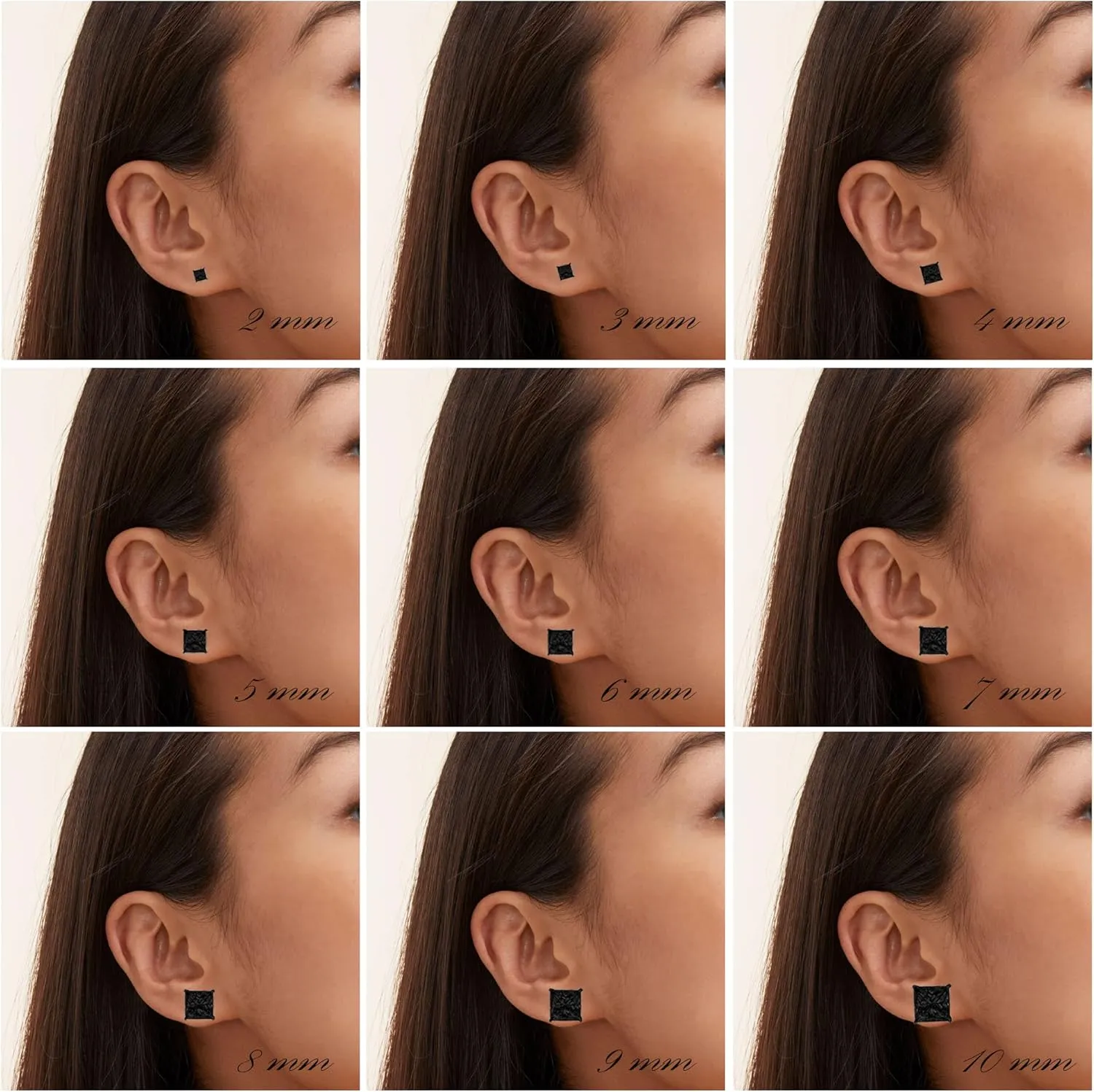 Cubic Zirconia Princess-Cut Solitaire Stud Earrings for Women and Men, Butterfly Push-Back