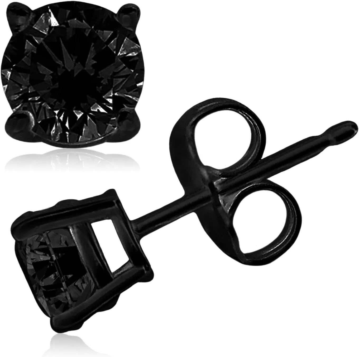 Cubic Zirconia Princess-Cut Solitaire Stud Earrings for Women and Men, Butterfly Push-Back