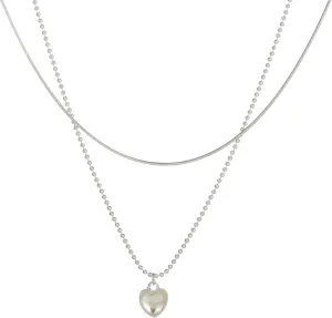 Dainty Layered Heart Pendant Necklace Lucky Silver Chain Necklace for Women Friend Mother's Day Gifts Jewelry