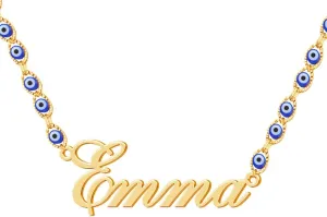 DayOfShe Personalized Layered Evil Eye Necklace 18K Real Gold Plated Third Eye Choker Necklace with Name Christmas Jewelry Gift for Women