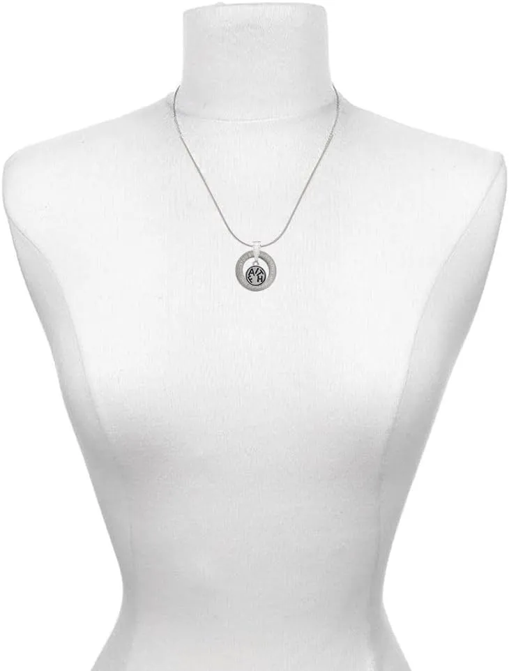 Delight Jewelry Silvertone Message in Circle Silver-tone Custom Engraved Ring Necklace, 18"