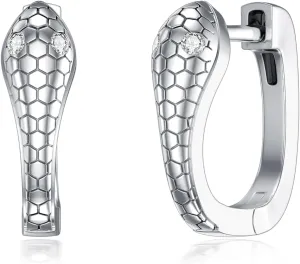 Diamond Snake Earrings for Women in 925 Sterling Silver Snake Hoop Earrings with Lad Grown Diamond Jewelry Gifts for Snake Lovers