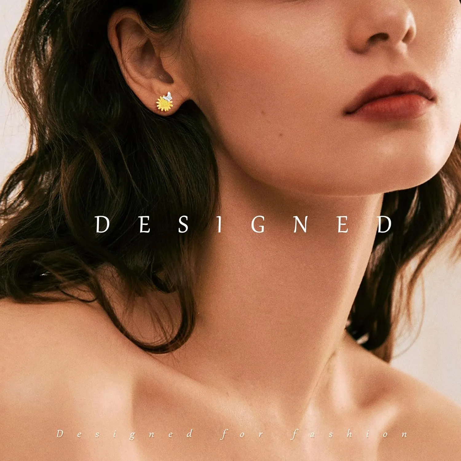 Earrings for Women, 925 Sterling Silver Heart Bow Knot Octet Star Butterfly Heart Clover Stud Earring Ears Sensitive Hypoallergenic, Fashion Birthday Gifts Cute 18K Gold Plated Bling Jewelry