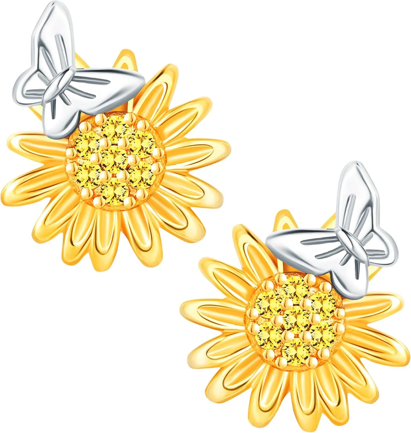 Earrings for Women, 925 Sterling Silver Heart Bow Knot Octet Star Butterfly Heart Clover Stud Earring Ears Sensitive Hypoallergenic, Fashion Birthday Gifts Cute 18K Gold Plated Bling Jewelry