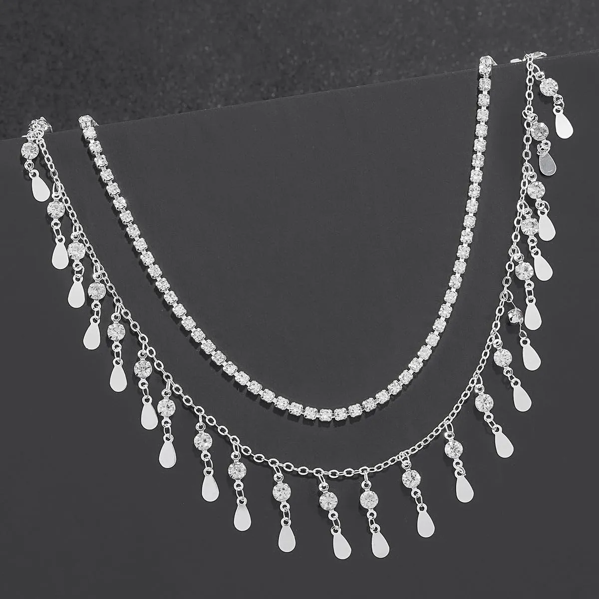 ELABEST Layered Belly Chain Rhinestone Waist Chain Adjustable Waist Jewelry for Women