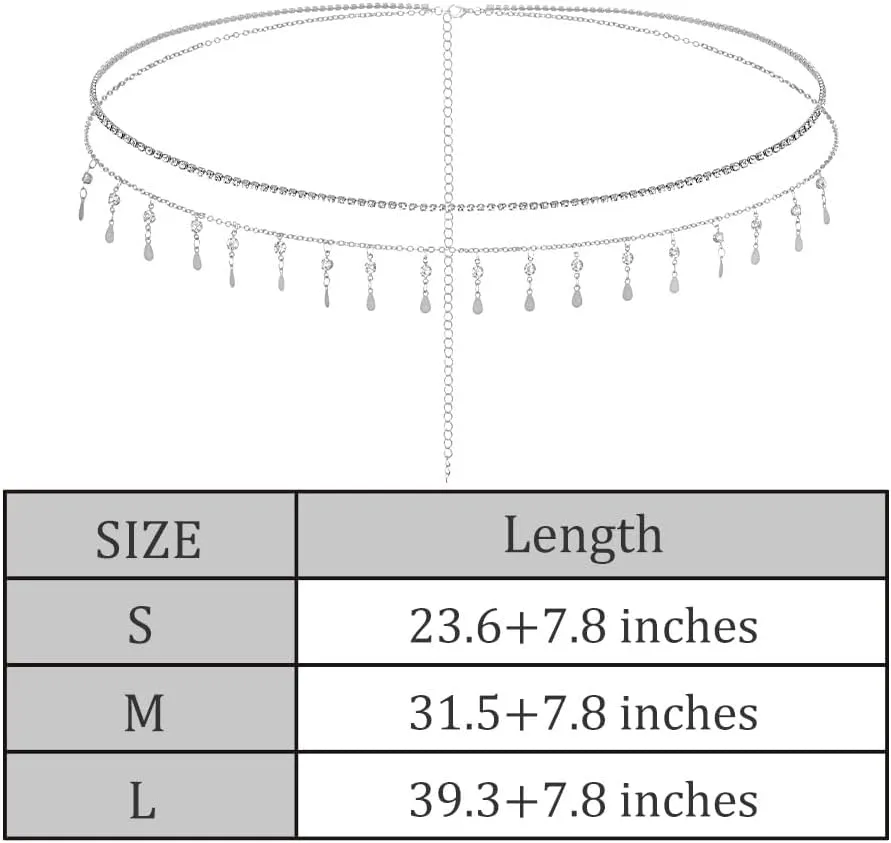 ELABEST Layered Belly Chain Rhinestone Waist Chain Adjustable Waist Jewelry for Women