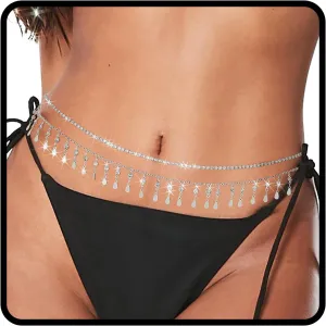ELABEST Layered Belly Chain Rhinestone Waist Chain Adjustable Waist Jewelry for Women