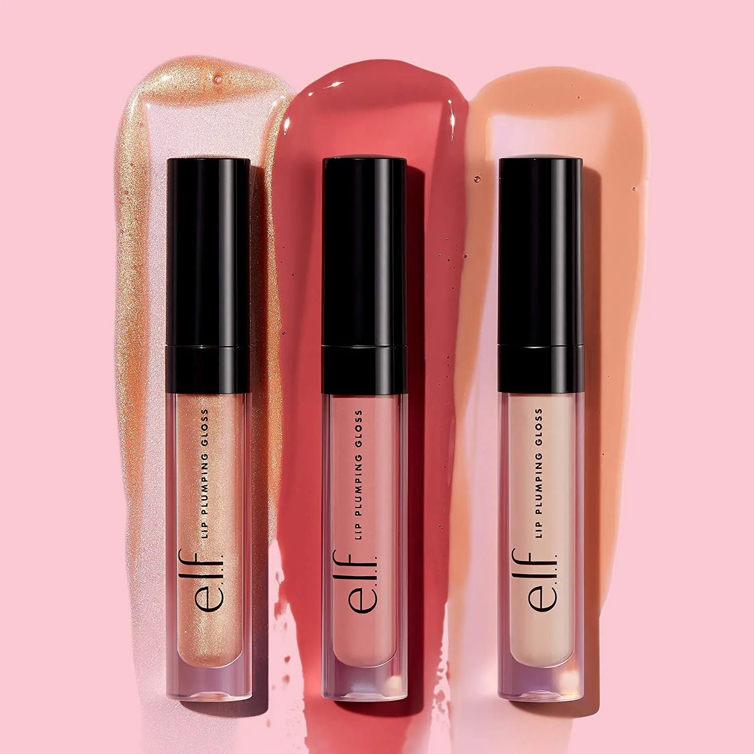 e.l.f. Lip Plumping Gloss, Hydrating, Nourishing, Invigorating, High-Shine, Plumps, Volumizes, Cools, Soothes, Sparkling Rosé, Shimmer, 0.09 Oz