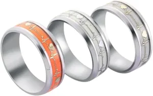 Fashion Stainless Steel Luminous Finger Ring for Women Men Glowing in Dark Heart Couple Wedding Bands Jewelry Gift Accessories