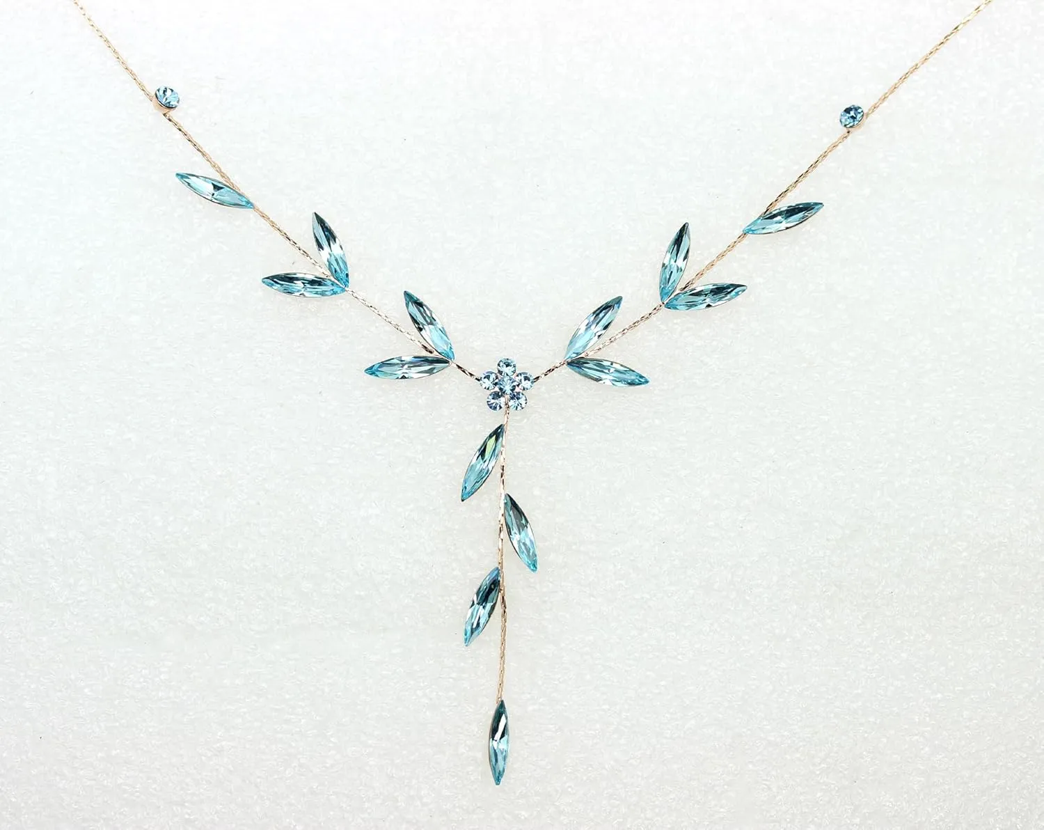 Faship Gorgeous Rhinestone Crystal Floral Necklace Earrings Set