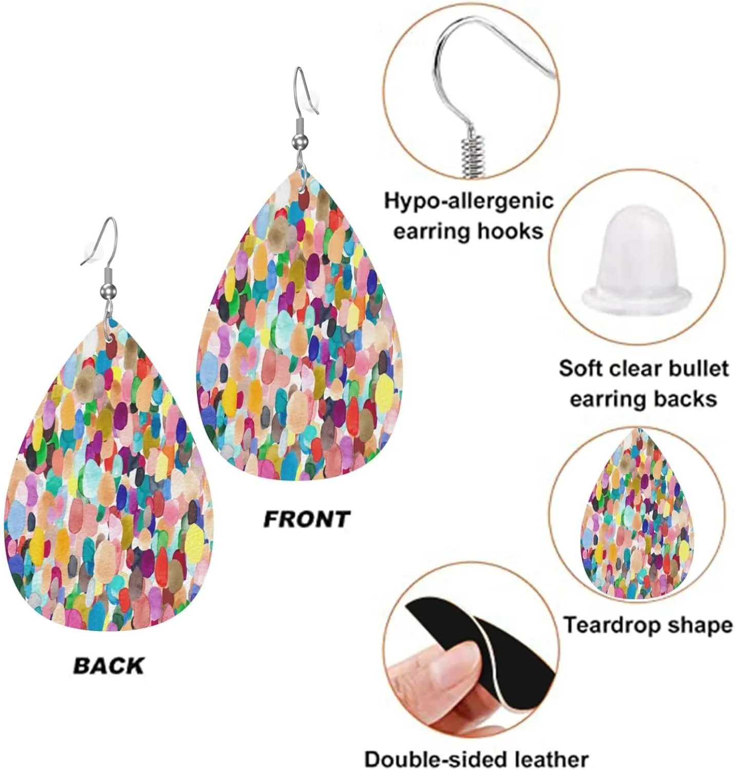 Faux Leather Earrings Leopard Butterfly Teardrop Dangle Earrings Jewelry For Women