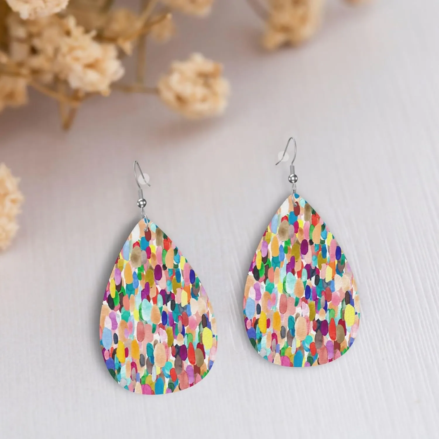 Faux Leather Earrings Leopard Butterfly Teardrop Dangle Earrings Jewelry For Women