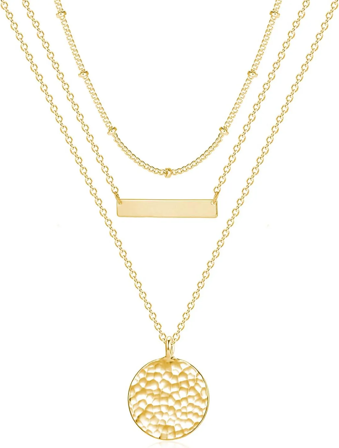 Fettero Pendant Necklace Gold Choker Layered Coin Open Karma Circle Full New Crescent Moon 14K Gold Plated Dainty Simple Moon Phase Jewelry for Women Gift