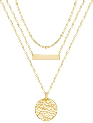 Fettero Pendant Necklace Gold Choker Layered Coin Open Karma Circle Full New Crescent Moon 14K Gold Plated Dainty Simple Moon Phase Jewelry for Women Gift