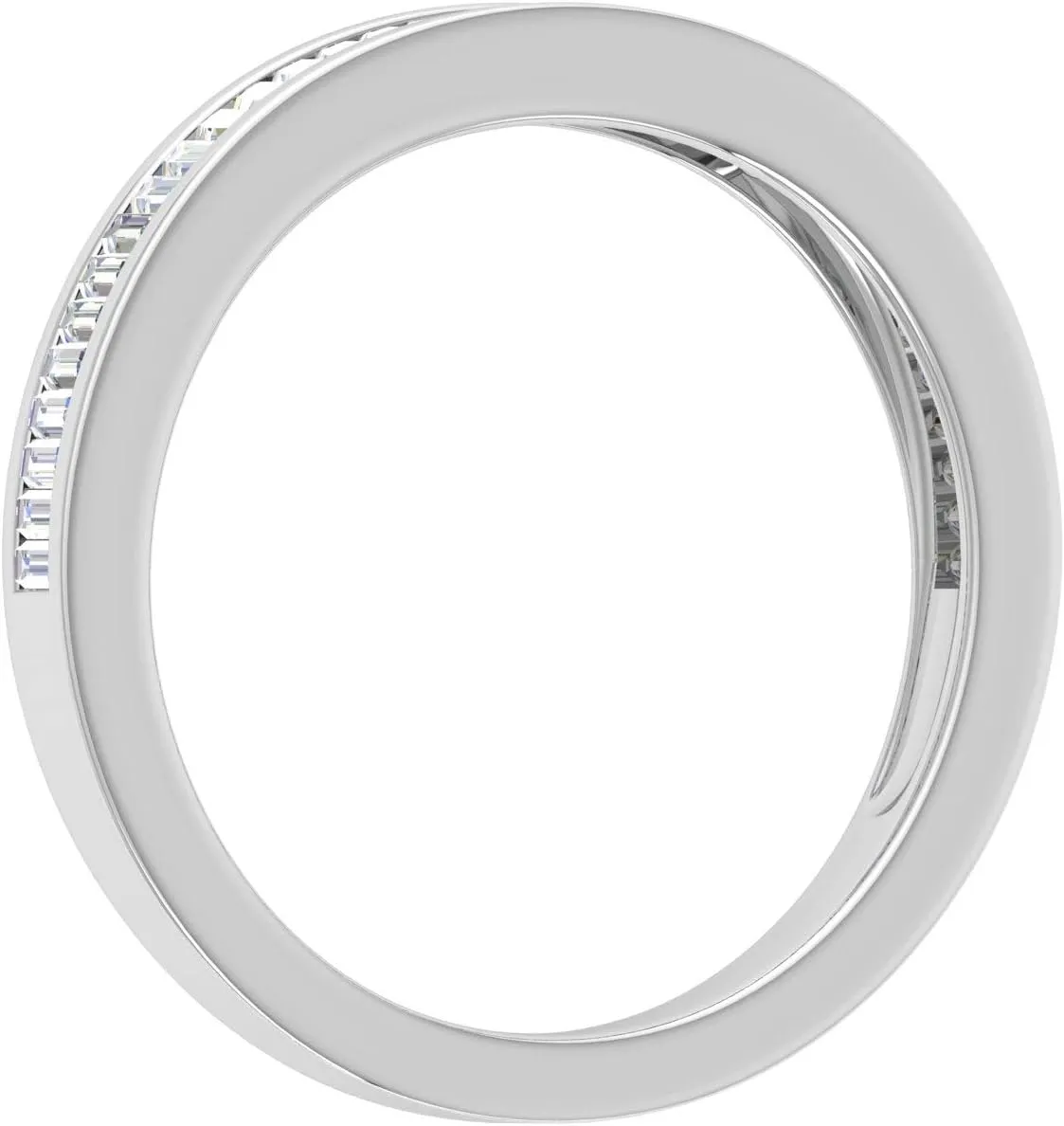 FINEROCK 1/2 Carat Channel Set Baguette Shape Diamond Wedding Band Ring in 14K Gold (I1-I2 Clarity)
