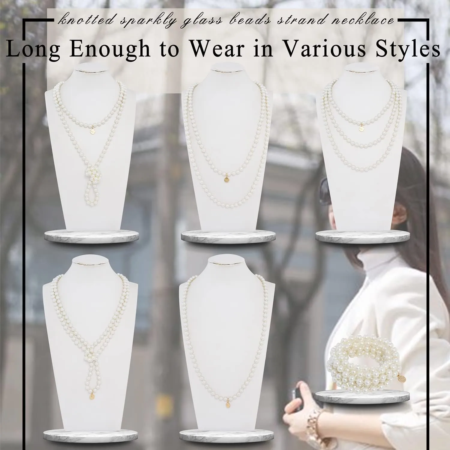 Firstmeet Pearl Long Necklace For Women Fashion Faux Pearl Vintage 60" Strand Wedding Jewelry for Women