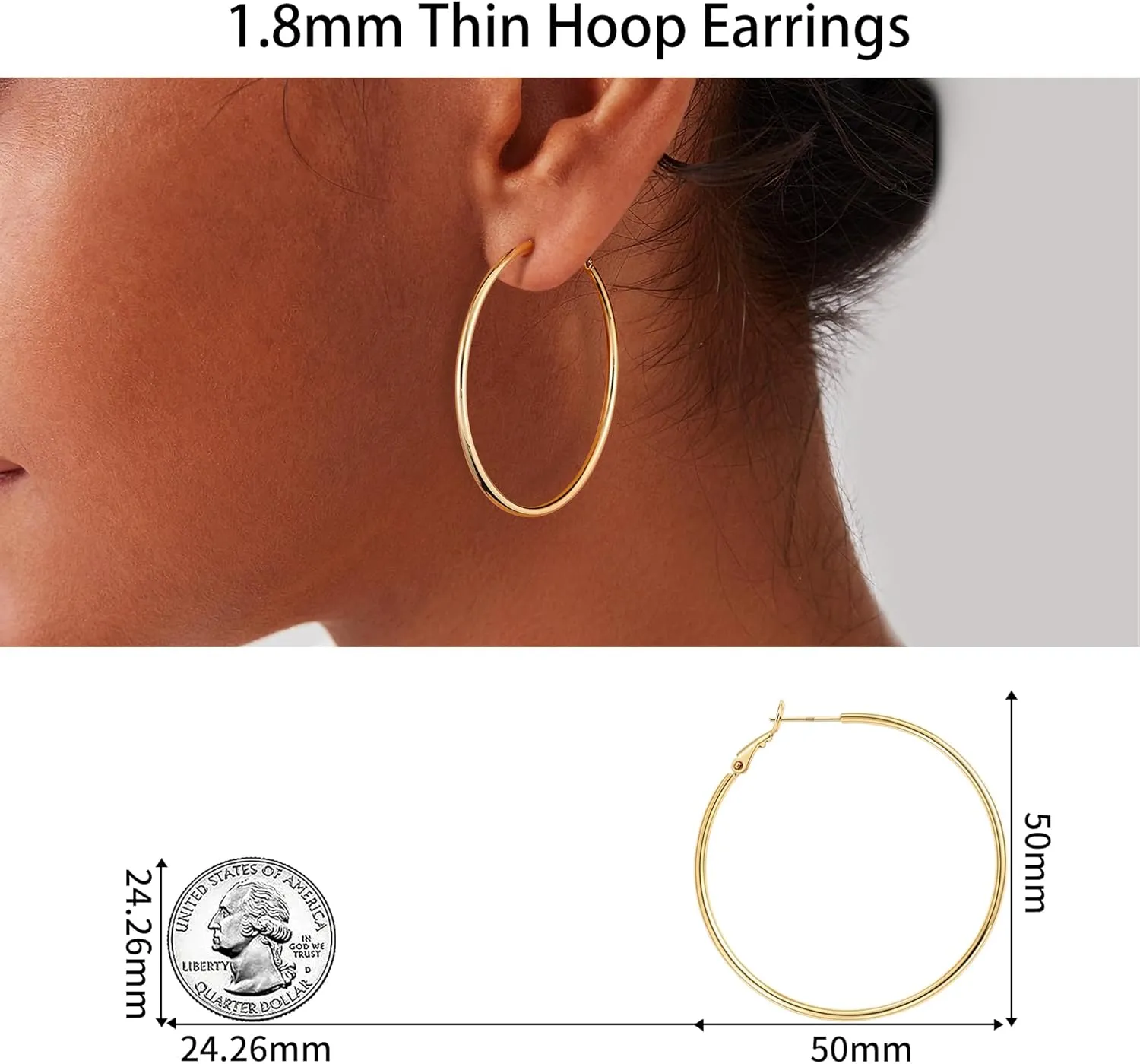 Gacimy Gold Hoop Earrings for Women 14K Gold Plated, 925 Sterling Silver Post hoops for Women