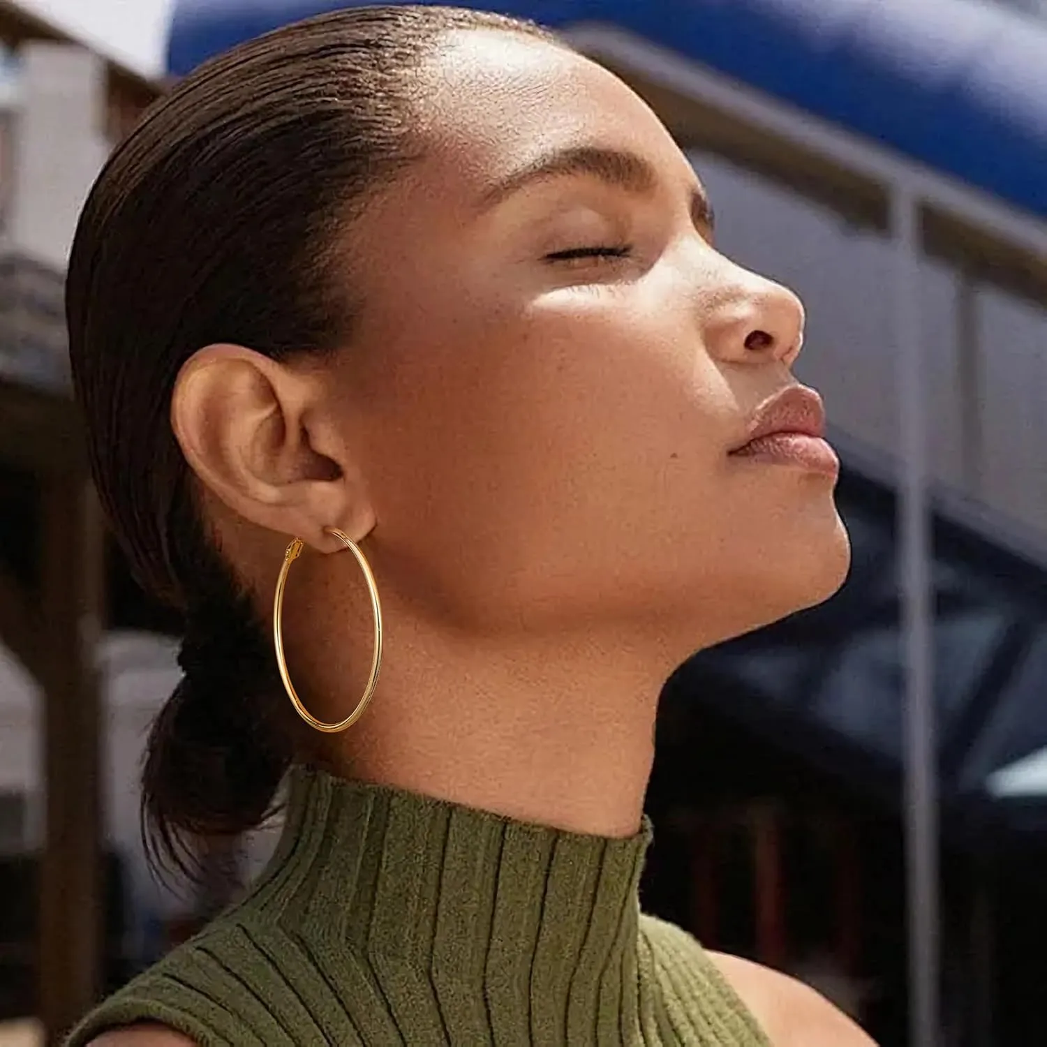 Gacimy Gold Hoop Earrings for Women 14K Gold Plated, 925 Sterling Silver Post hoops for Women