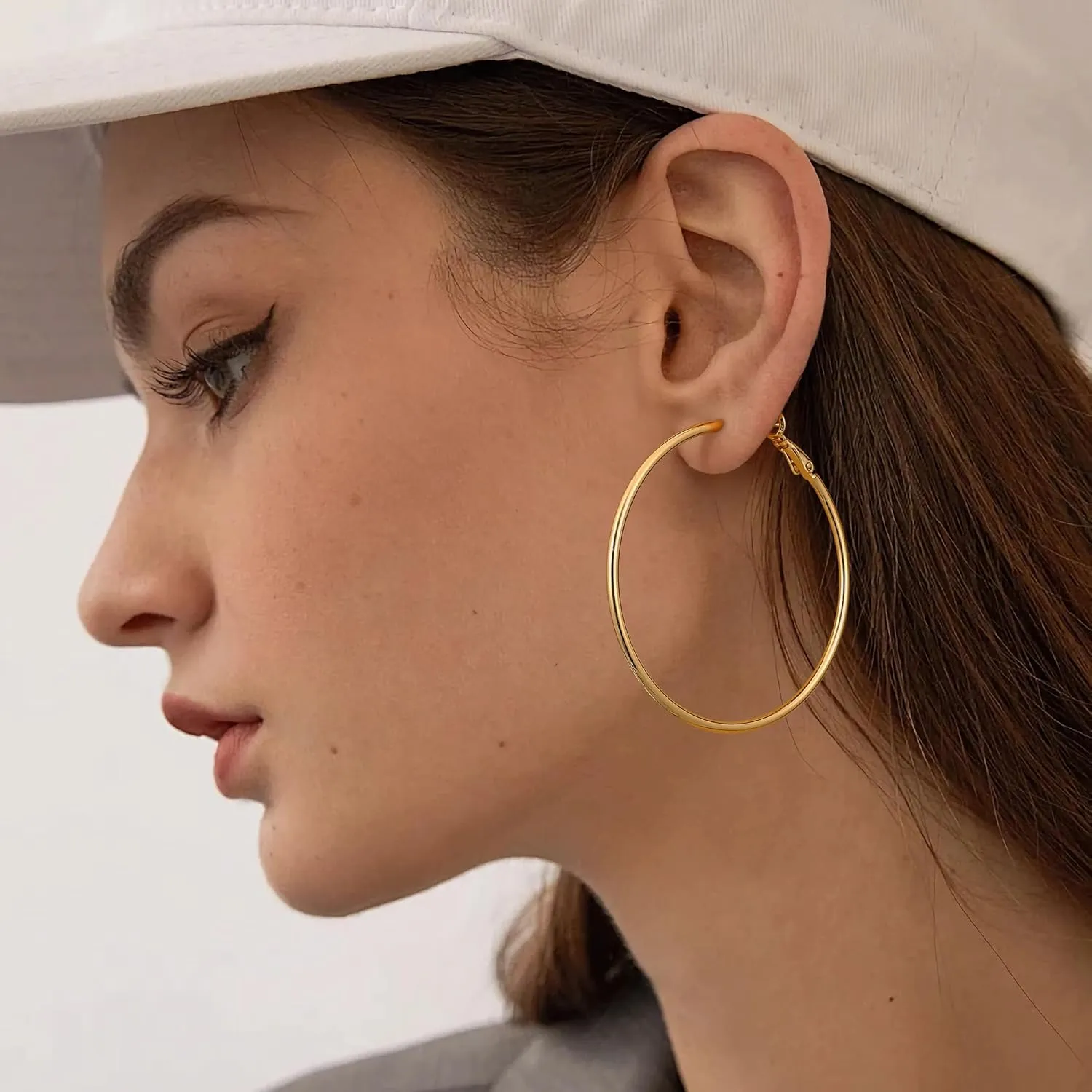 Gacimy Gold Hoop Earrings for Women 14K Gold Plated, 925 Sterling Silver Post hoops for Women