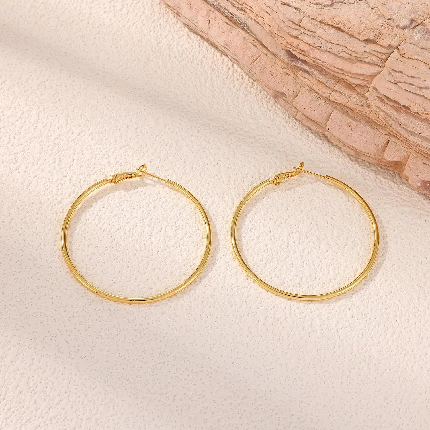 Gacimy Gold Hoop Earrings for Women 14K Gold Plated, 925 Sterling Silver Post hoops for Women