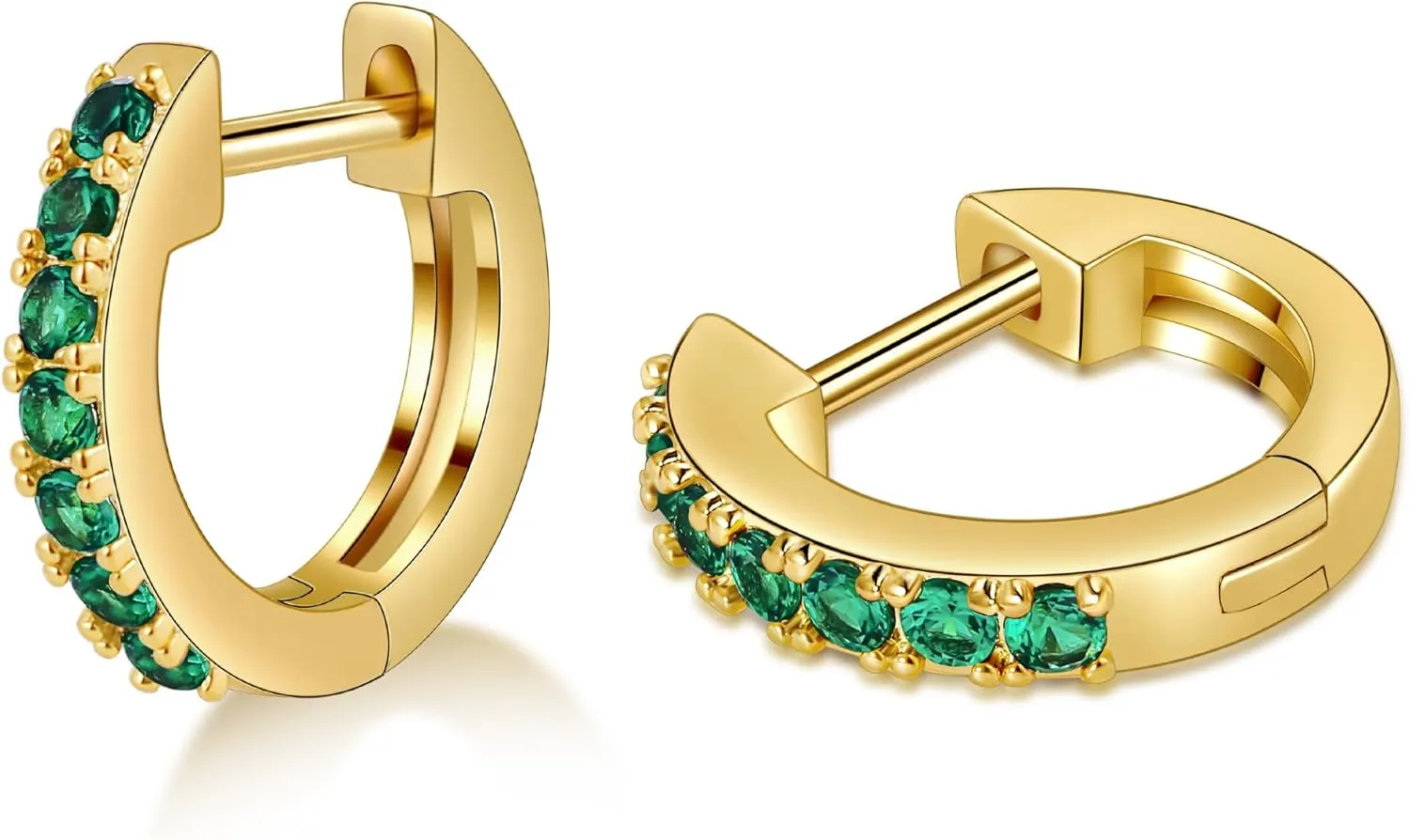 Gacimy Gold Huggie Earrings for Women 14K Real Gold Plated with Multi-Color Cubic Zirconia, 1/2 Inch Small Gold Hoop Earrings Cartilage Ear Cuffs for Women