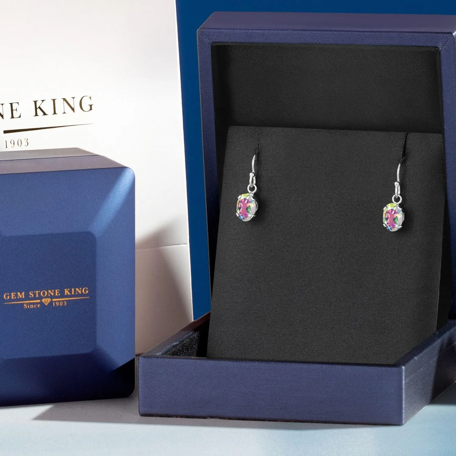 Gem Stone King 7X5MM Oval Gemstone Birthstone French Wire Dangle Hook Earrings For Women | 925 Sterling Silver | Fine Jewelry Gifts for Her Mom Women Wife
