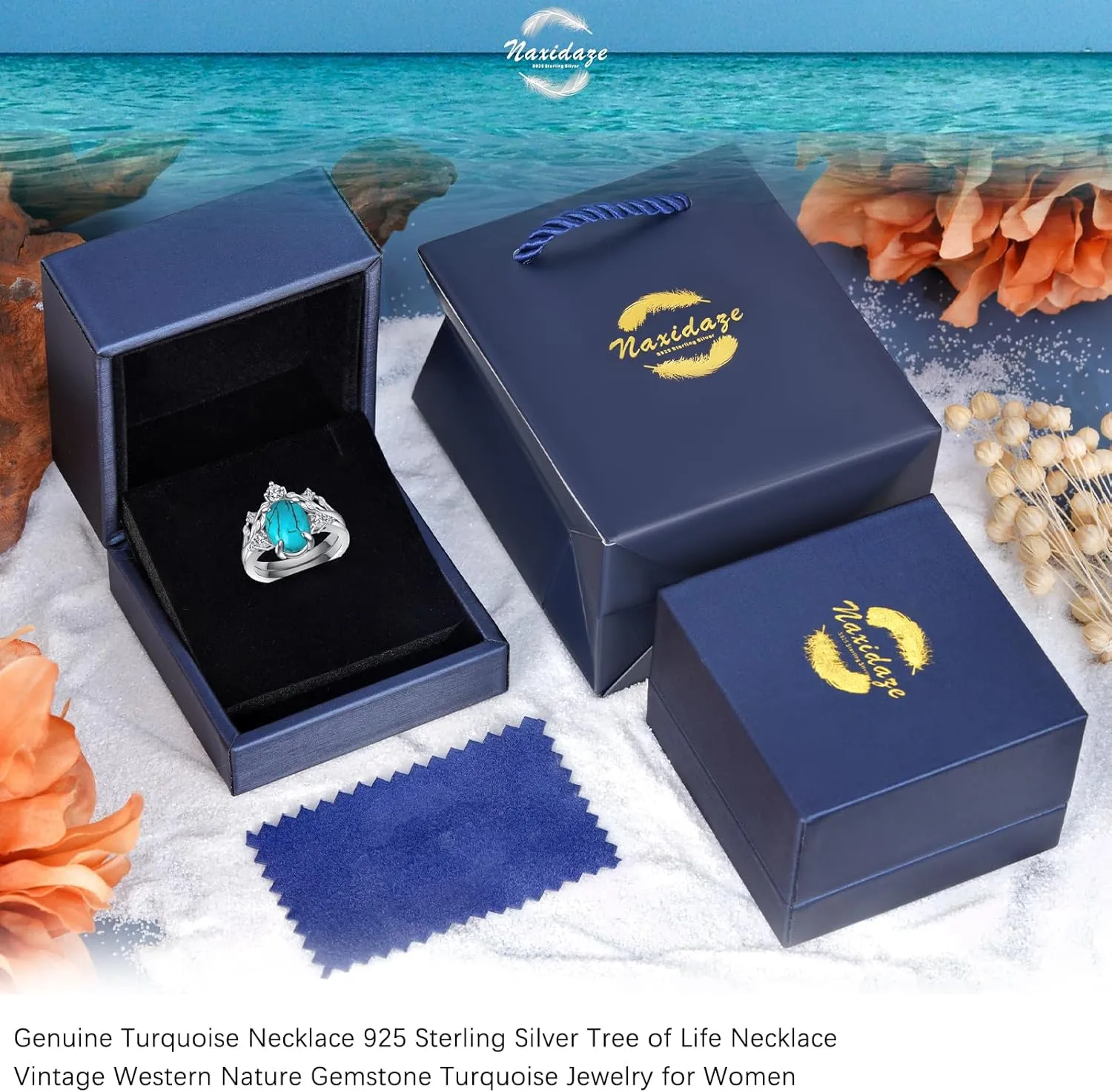 Genuine Turquoise Rings for Women 925 Sterling Silver Turquoise Engagement Ring Set Western Nature Gemstone Turquoise Promise Wedding Ring Jewelry for Women