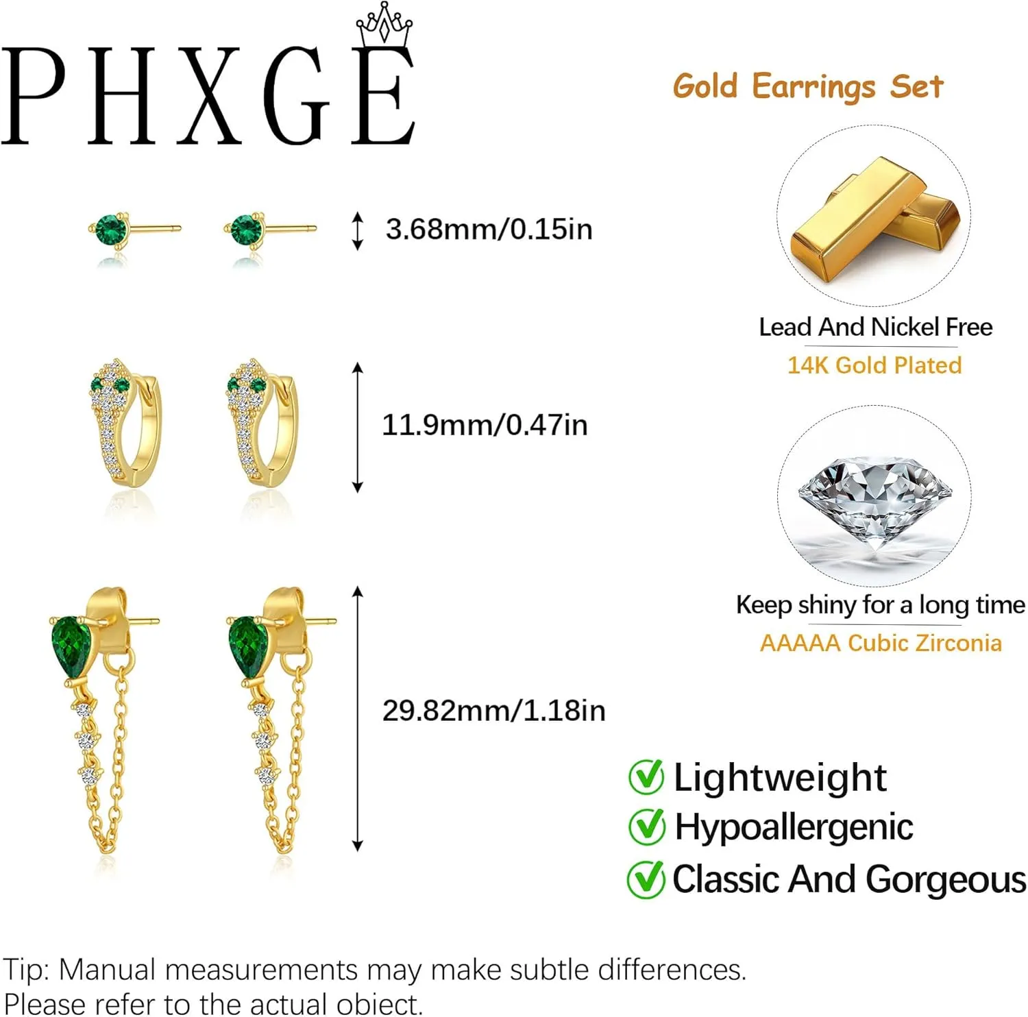 Gold Earrings for Women Trendy - 14K Gold Plated Hoop Earrings Set Dainty Huggie Hoops Dangle Studs Cubic Zirconia Cartilage Hypoallergenic Lightweight Jewelry Gifts