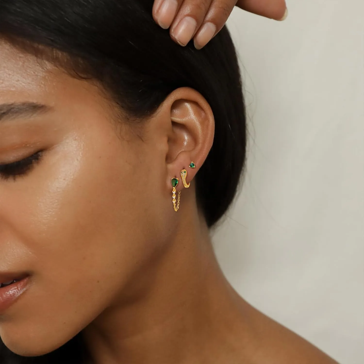 Gold Earrings for Women Trendy - 14K Gold Plated Hoop Earrings Set Dainty Huggie Hoops Dangle Studs Cubic Zirconia Cartilage Hypoallergenic Lightweight Jewelry Gifts