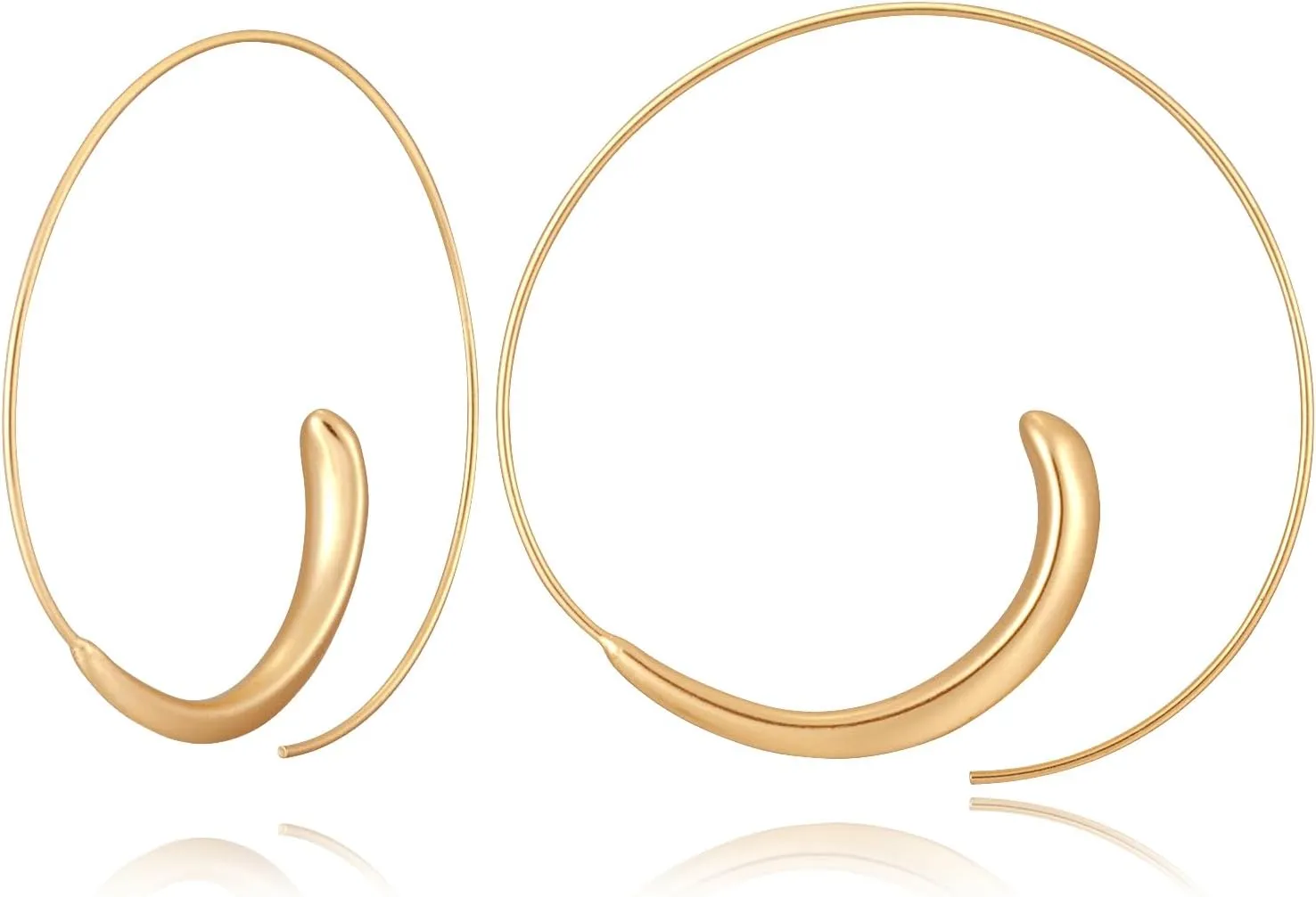 Gold Hoop Earrings 14k Gold Plated Hoop Earrings for Women Big Gold Silver Hoop Simple Spiral Brushed Ball Dangle Drop Earrings for Women Gift