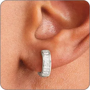 Gold Hoop Earrings for Men | 14K Gold Plated Cartilage Huggie Earrings, Hypoallergenic Lightweight CZ Inlaid with 925 Sterling Silver Posts