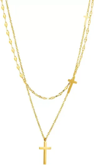 Gold Silver Layered Cross Necklace for Women Dainty Simple Cross Pendant Faith Jewelry Men Gift