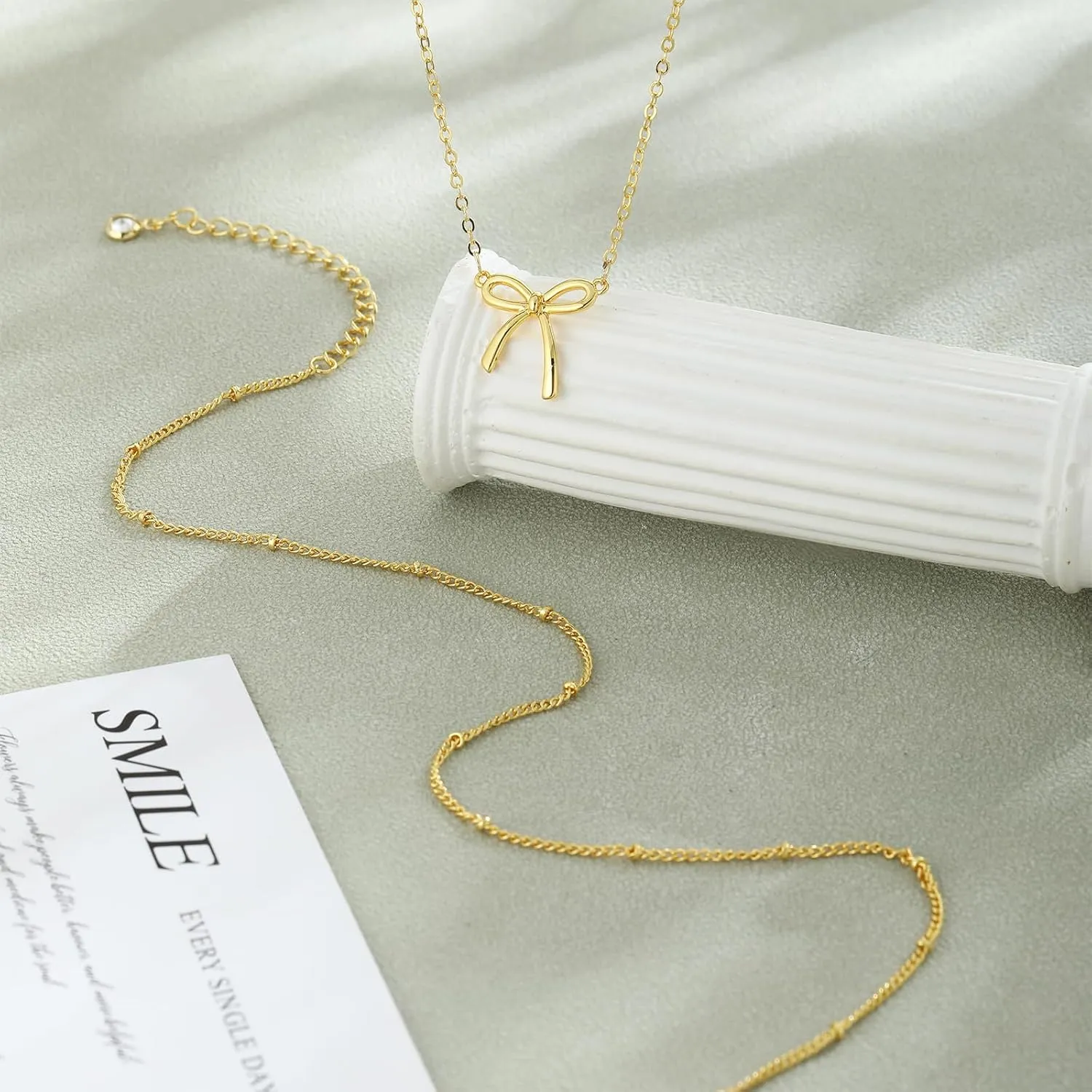 Gold/Silver Necklace for Women,Bow Necklace 14K Gold Plated Layered Dainty Bow Pendant Choker Chain Cute Bowknot Necklace Trendy Jewelry for Women